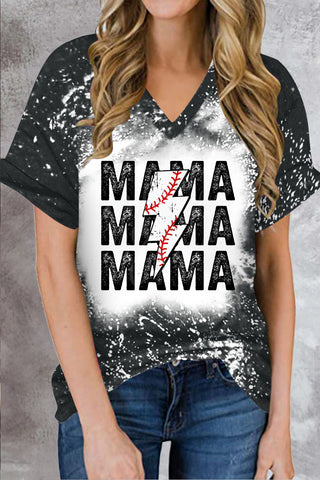 Casual Baseball T-Ball Mama Lightning Bolt Printed T-shirt