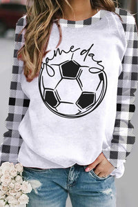 Game Day Soccer Ball Plaid Print Sweatshirt