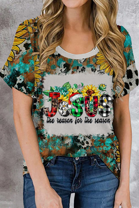 Jesus The Reason For The Season Faith Christmas Sunflower T-Shirt