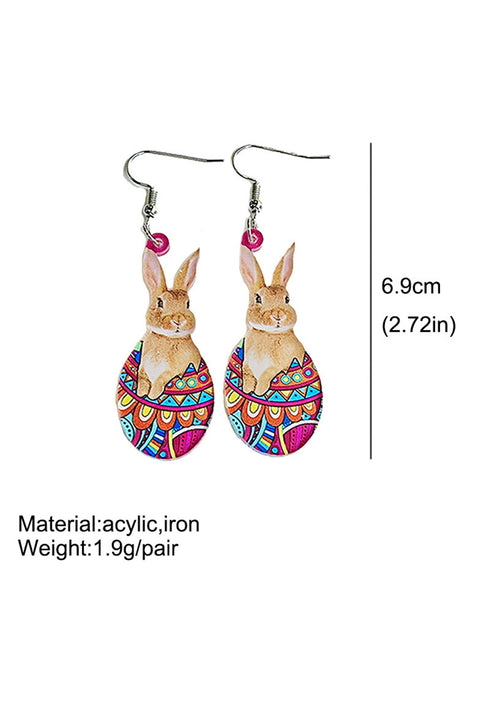 Pink Cute Broken Egg Bunny Rabbit Printed Earrings