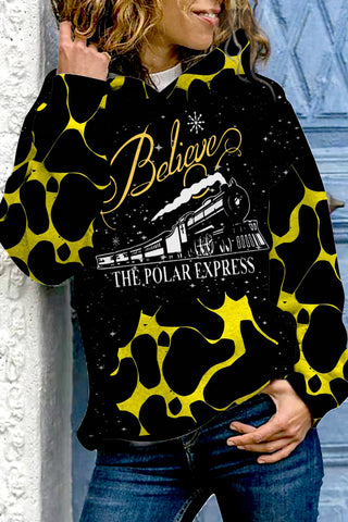 Believe Express Train Print Hoodie