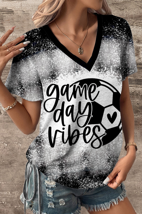 Soccer Ball Game Day Vibes V-neck T-shirt