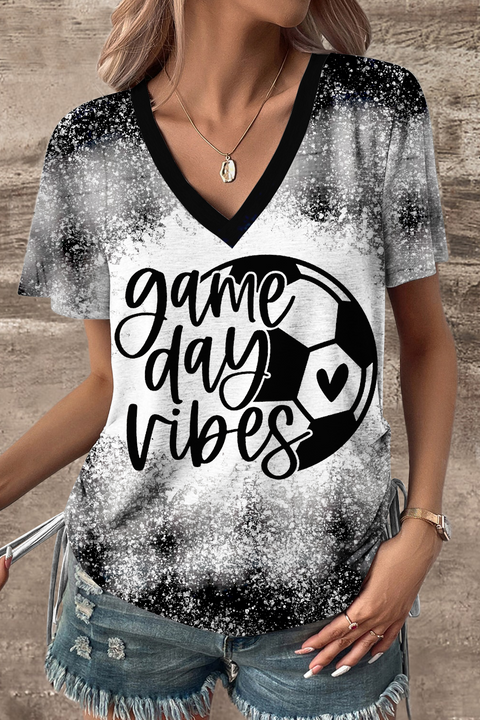 Soccer Ball Game Day Vibes V-neck T-shirt