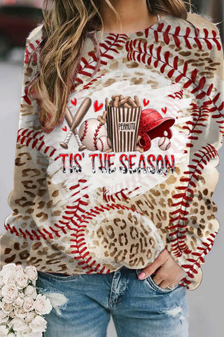 Tis the Season Baseball Leopard Printed Sweatshirt
