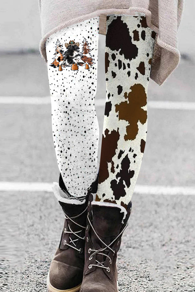 Cowhide Trees Print Leggings