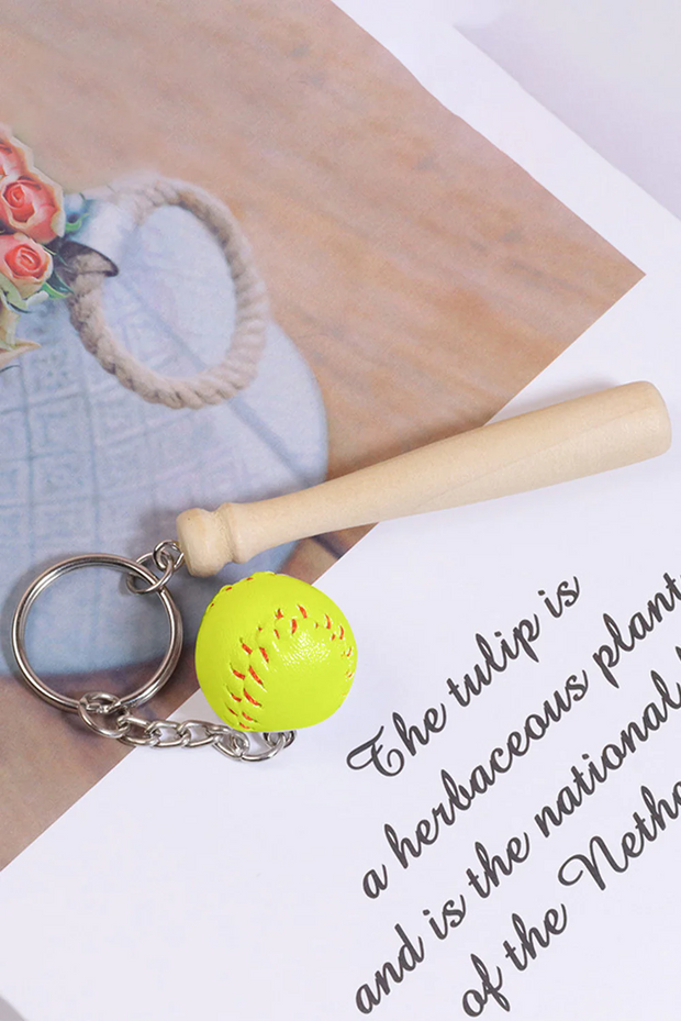 American Softball Bat And Ball Key-chain