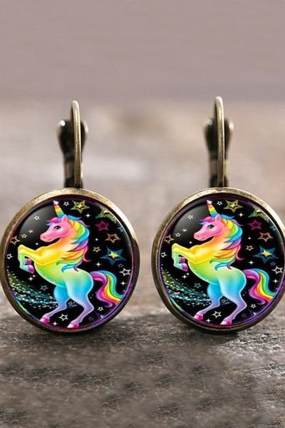 Rainbow Unicorn Print Earrings