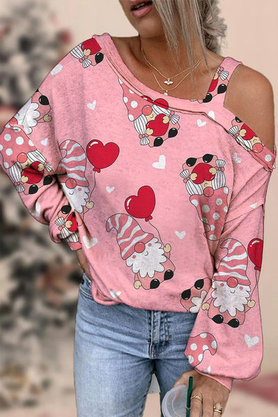 Gnome Print Off-shoulder Blouse