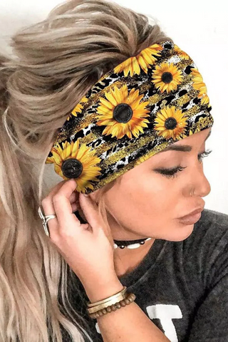 Sunflower Print Wide Headband