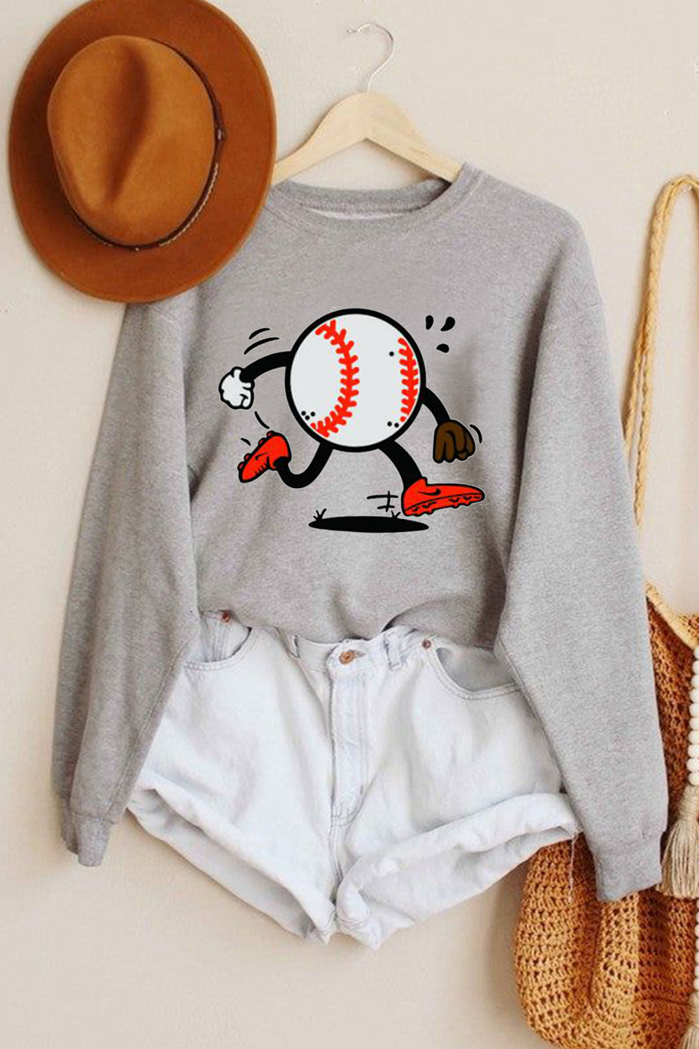 Baseball Cartoon Pattern Sweatshirt