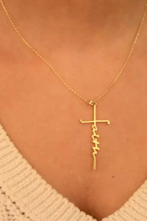 Faith Cross Alloy Pendant Necklace