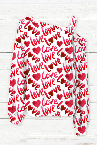 Love Letter Heart-shape Long Sleeve Blouse