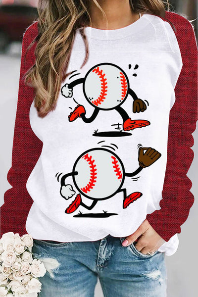 Baseball Cartoon Pattern Sweatshirt