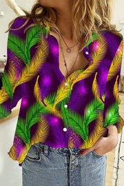 Mardi Gras Tricolor Summer Plant Long Sleeve Shirt