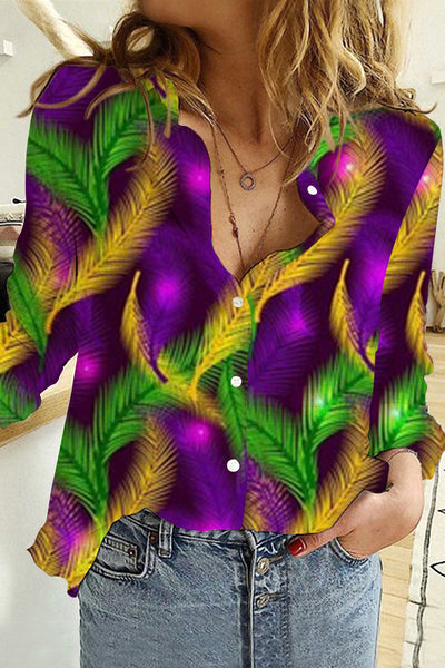 Mardi Gras Tricolor Summer Plant Long Sleeve Shirt
