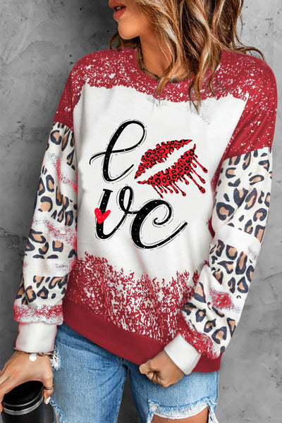 Love Leopard Lips Print Sweatshirt