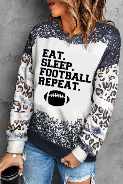 Eat Sleep Football Repeat Print Sweatshirt