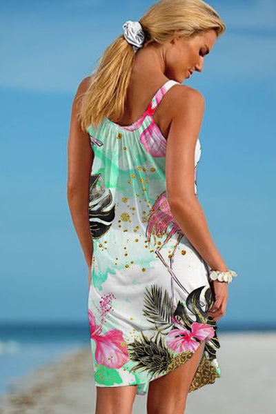 Summer Flamingos Sleeveless Dress