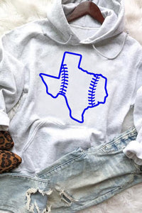 Texas Baseball Pattern Long Sleeve Hoodie