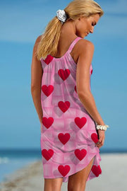 Heart Pattern Beach Sleeveless Dress