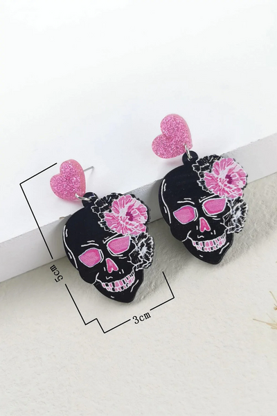 Heart Skull Acrylic Earrings