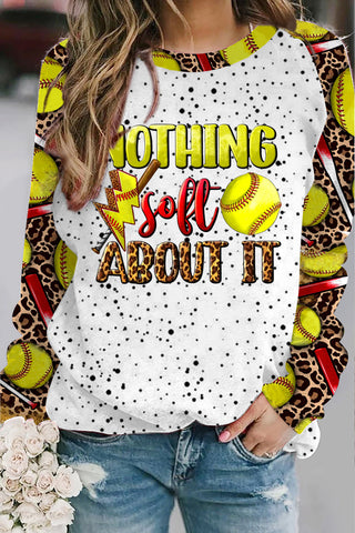 Western Nothing Soft About It Softball Sport Polka Dots Print Sweatshirt