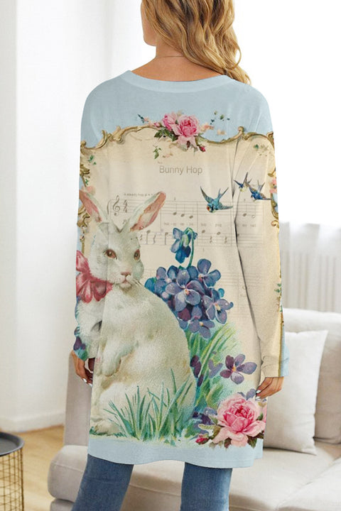 Bunny Hop The White Rabbit Sonata In The Piano Score Garden Tunic with Pockets