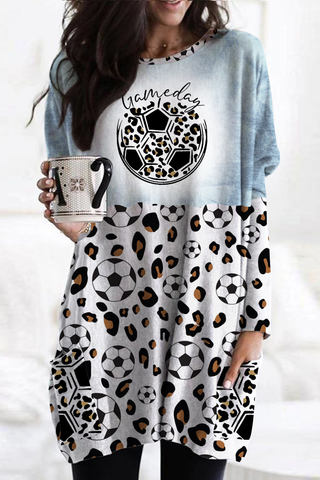 Game Day Soccer & Leopard Pattern Tunic with Pockets