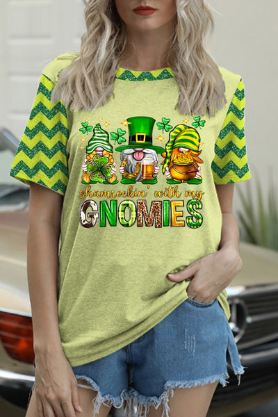 St. Patrick's Day Shamrockin' With My Gnomies Print T-shirt