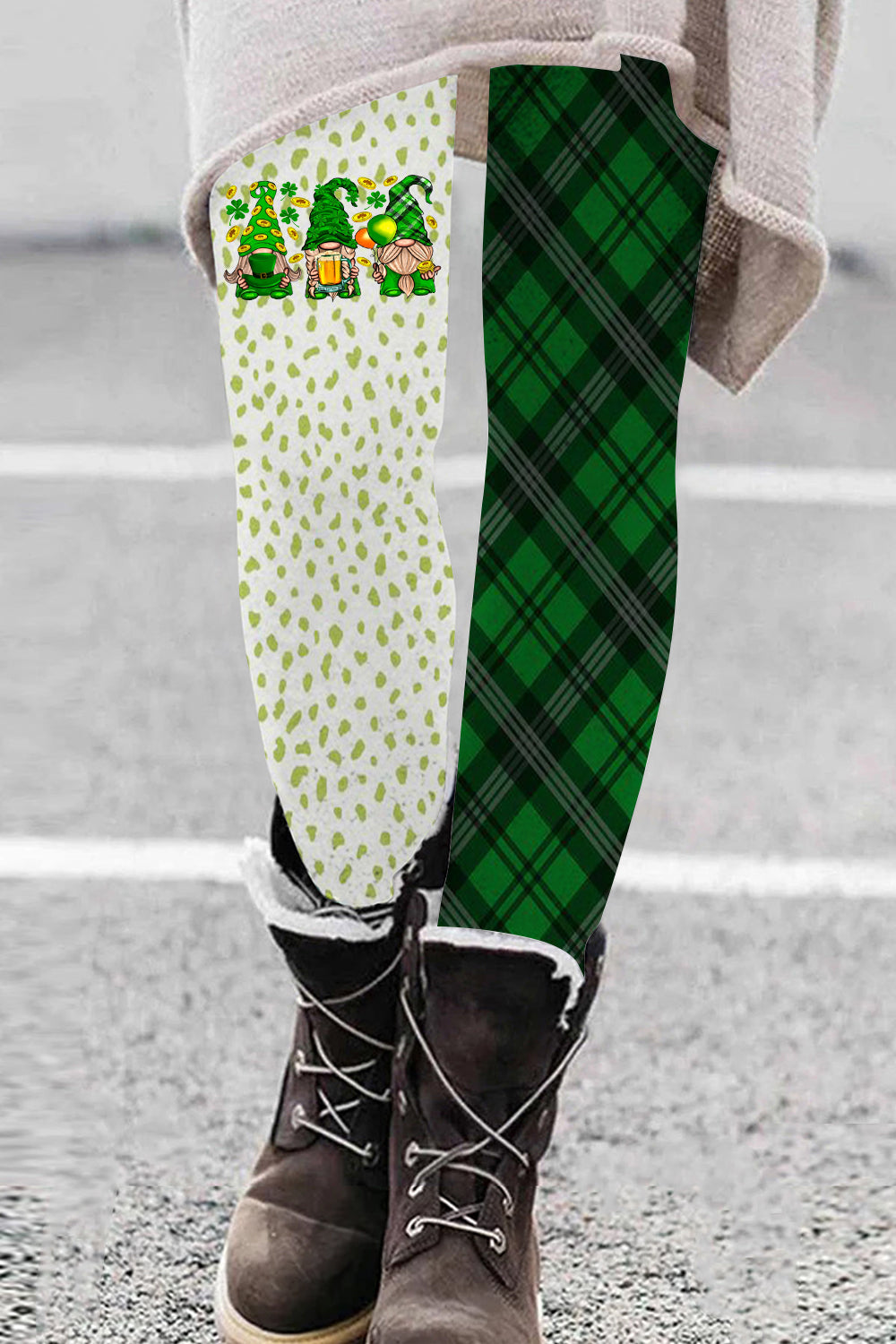 Green Lucky Clover Gnomies Leggings