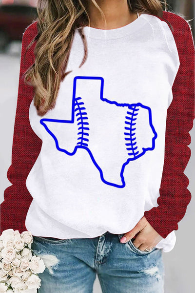 Texas Baseball Pattern Sweatshirt