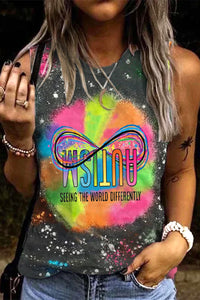 Autism Infinity Rainbow Seeing The World Differently Printed Tank Top