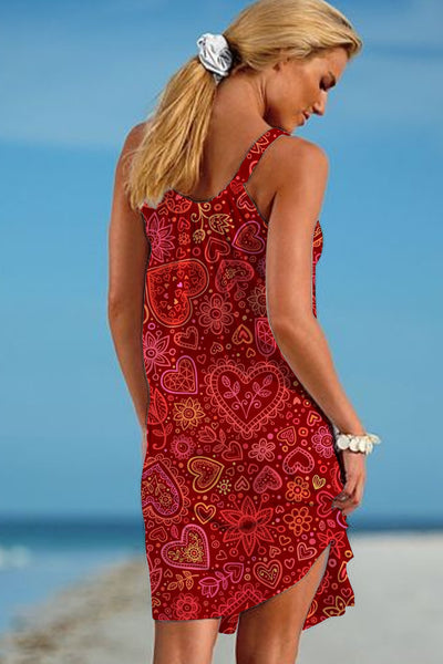 Heart Retro Beach Sleeveless Dress