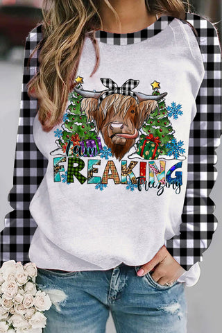 I Am Freaking Freezing Print Sweatshirt