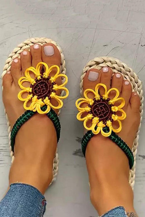 Sunflower Straw Flip-flops Slippers