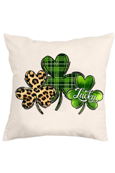 St. Patrick's Day Lucky Shamrock Print Pillow Cover