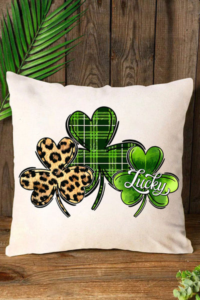 St. Patrick's Day Lucky Shamrock Print Pillow Cover
