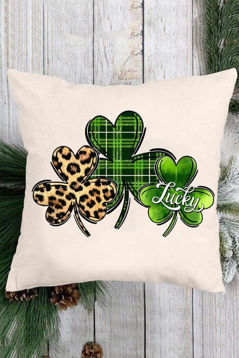 St. Patrick's Day Lucky Shamrock Print Pillow Cover