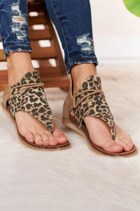 Leopard Open Toes Flat Slide Sandal