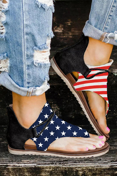 American Flag Patriotic Usa Flag Comfort Flat Sandals Summer Flip Flops