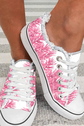 Pink Grass Graphic Daily Canvas Shoes