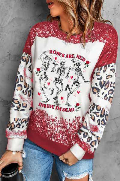 Roses Are Red Inside I'm Dead Print Sweatshirt
