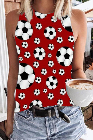 Retro Soccer Ball Soccer Mom Heart Print Tank Top