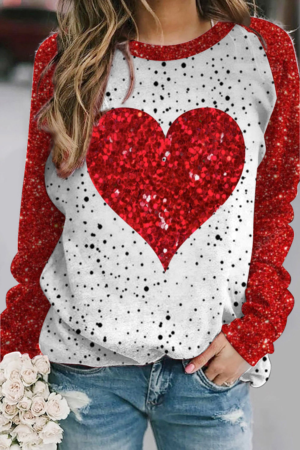 Heart Print Sweatshirt
