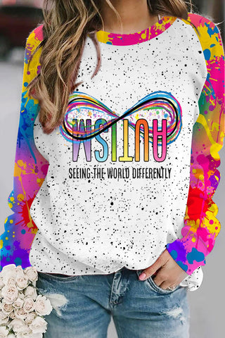 Autism Infinity Rainbow Seeing The World Differently Printed Sweatshirt