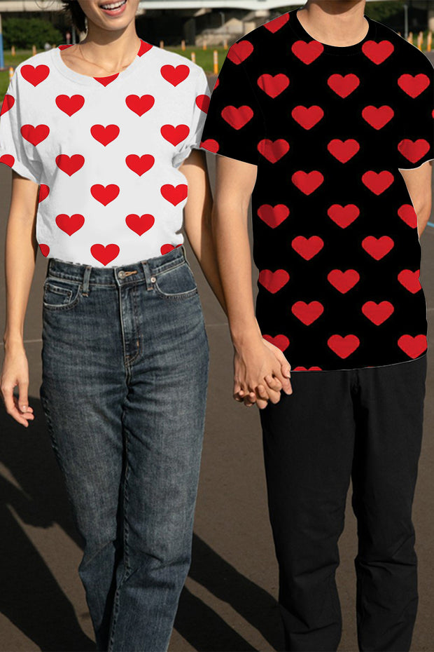 Hearts Print Couple Outfit T-Shirt