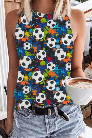 Retro Splatter Soccer Ball Soccer Mom Print Tank Top