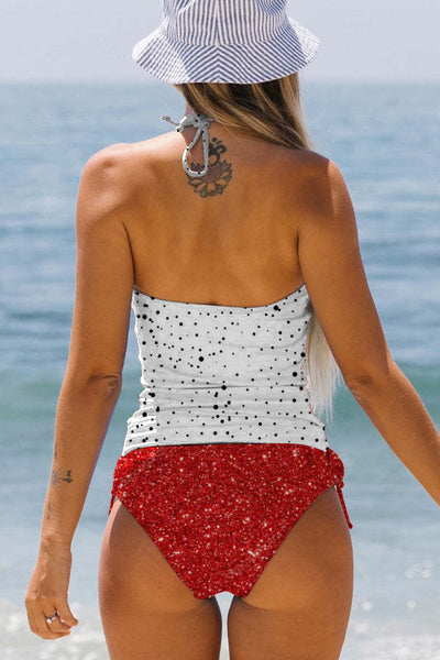 Glitter Red Heart Bikini Swimsuit