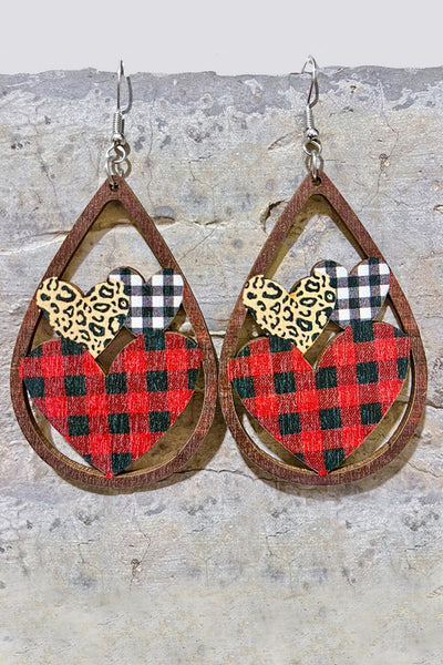 Hearts Wooden Earrings