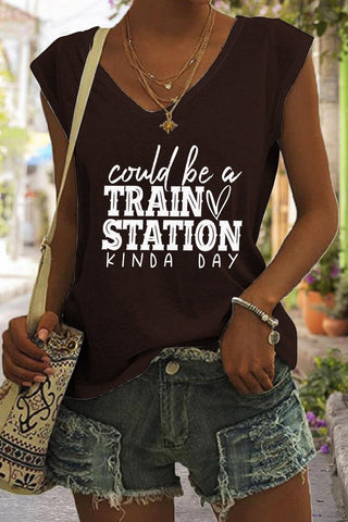 Could Be A Train Station Kind Of Day Print Tank Top